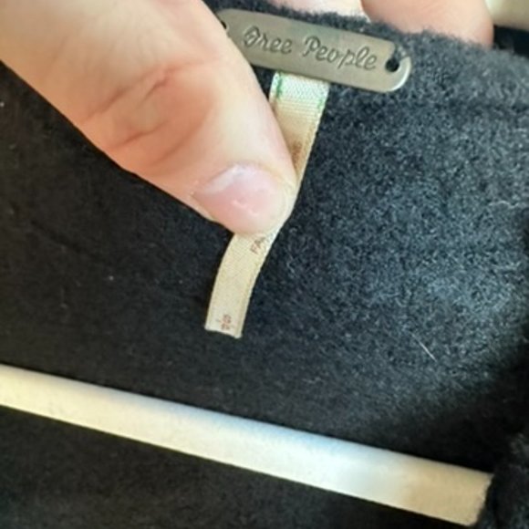 Free People Cinch Front Draped Hoodie Jacket Wool Black Sweater - Picture 6 of 8